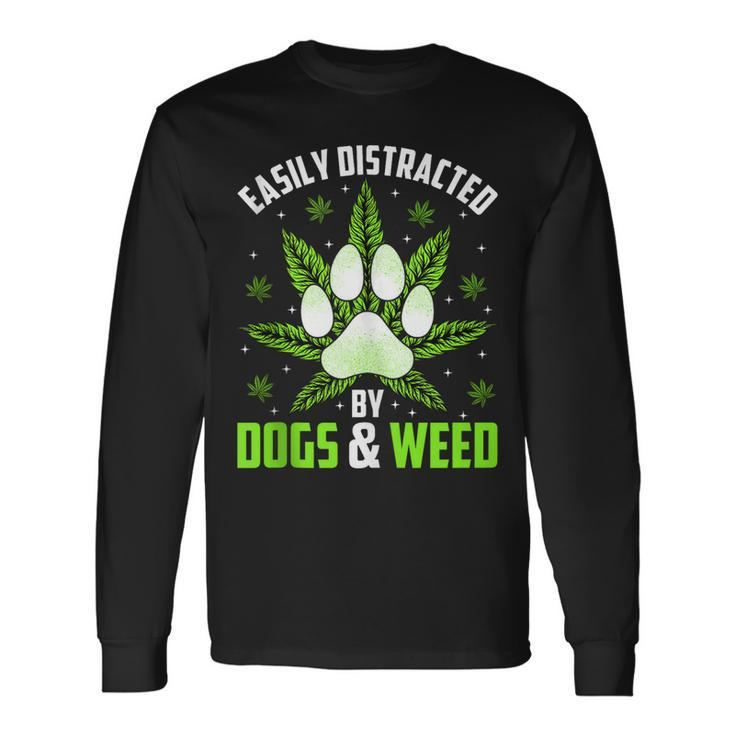 Dogs And Weed Dad Mom Dog Lover Cannabis Marijuana Long Sleeve T-Shirt T-Shirt