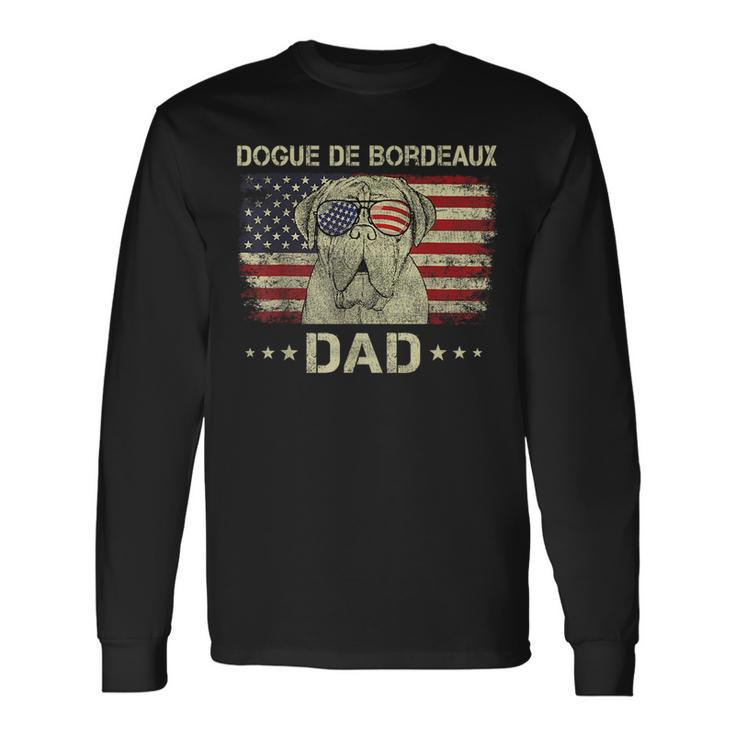 Dogue De Bordeaux Dad Dog Lovers American Flag 4Th Of July Long Sleeve T-Shirt