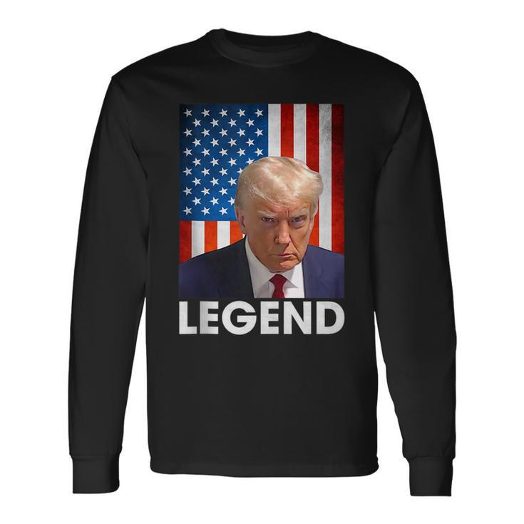 Donald Trump 2024 Shot President Legend American Flag Long Sleeve T-Shirt