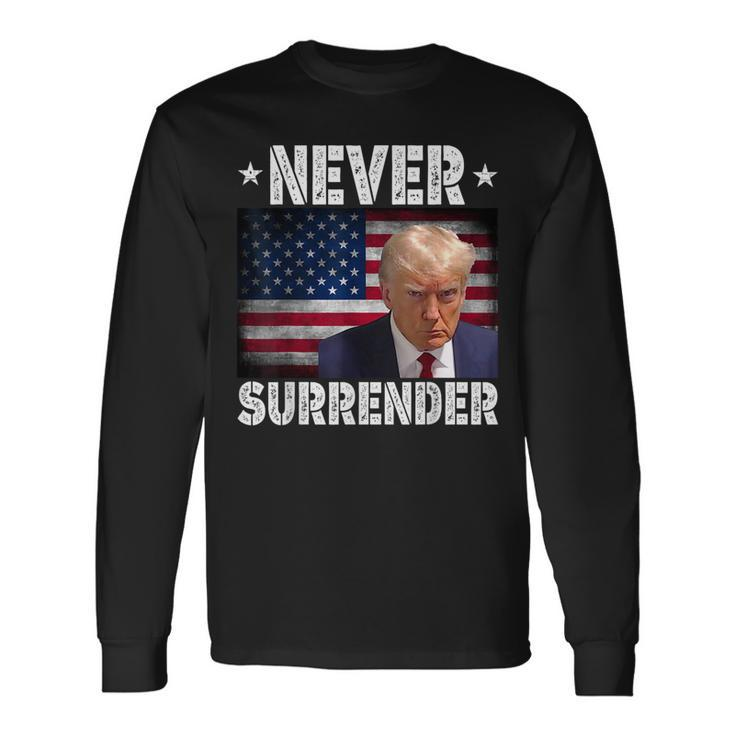 Donald Trump President Hot Never Surrender Usa Flag Long Sleeve T-Shirt
