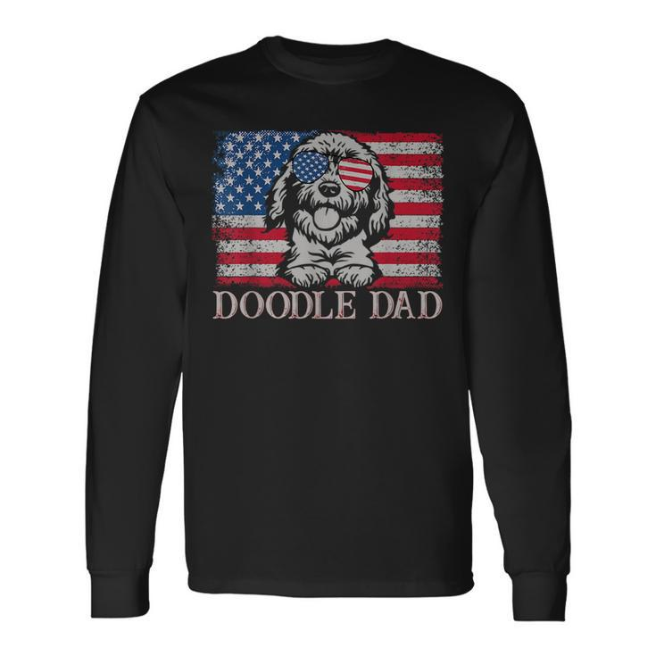 Doodle Dad Goldendoodle Dog American Flag 4Th Of July Long Sleeve T-Shirt T-Shirt