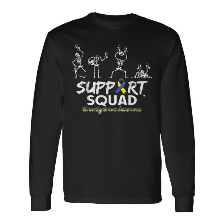 Down Syndrome Awareness Skeleton Support Squad Halloween Long Sleeve T-Shirt