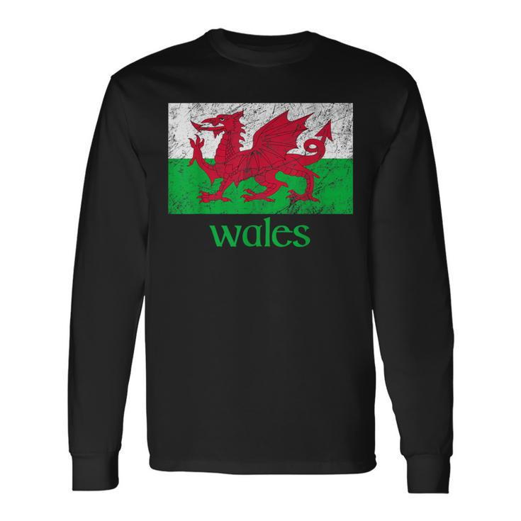 Dragon Of Wales Flag Welsh Cymru Flags Medieval Welsh Rugby Long Sleeve T-Shirt