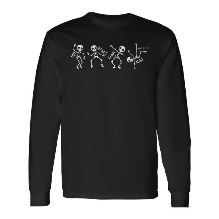 Dry Bones Come Alive Relaxed Skeleton Dancing Long Sleeve T-Shirt