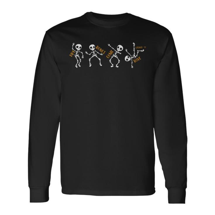 Dry Bones Come Alive Relaxed Skeleton Dancing Halloween Cute Long Sleeve T-Shirt