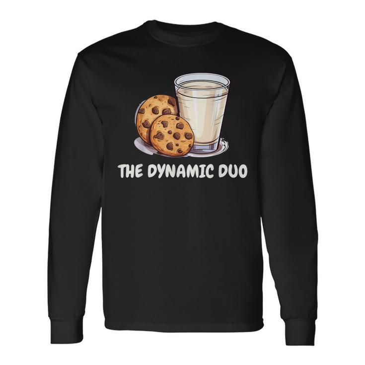 The Dynamic Duo Cookies And Milk Cute Friends Graphic Long Sleeve T-Shirt