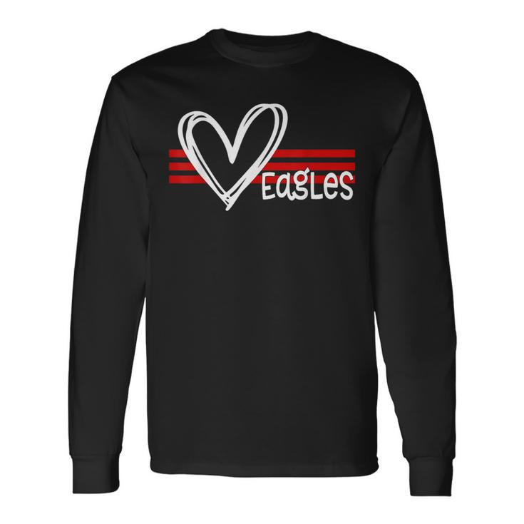 Eagles Pride Teams School Spirit Sports Red Heart Long Sleeve