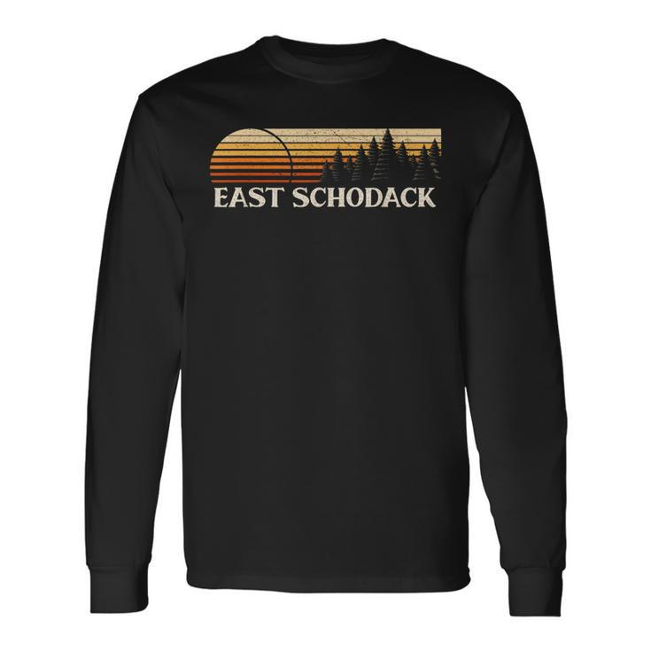East Schodack Ny Vintage Evergreen Sunset Eighties Retro Long Sleeve T-Shirt