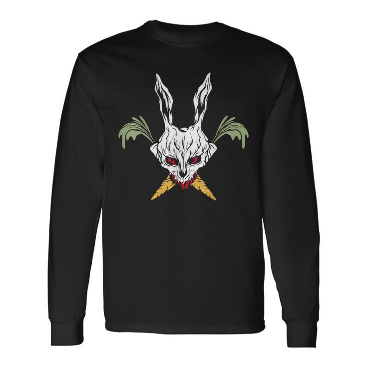 Easter Jolly Bunny Skull Horror Carrot Crossbones Easter Long Sleeve T-Shirt