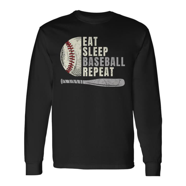 Eat Sleep Baseball Repeat Baseball Player Baseball Long Sleeve T-Shirt