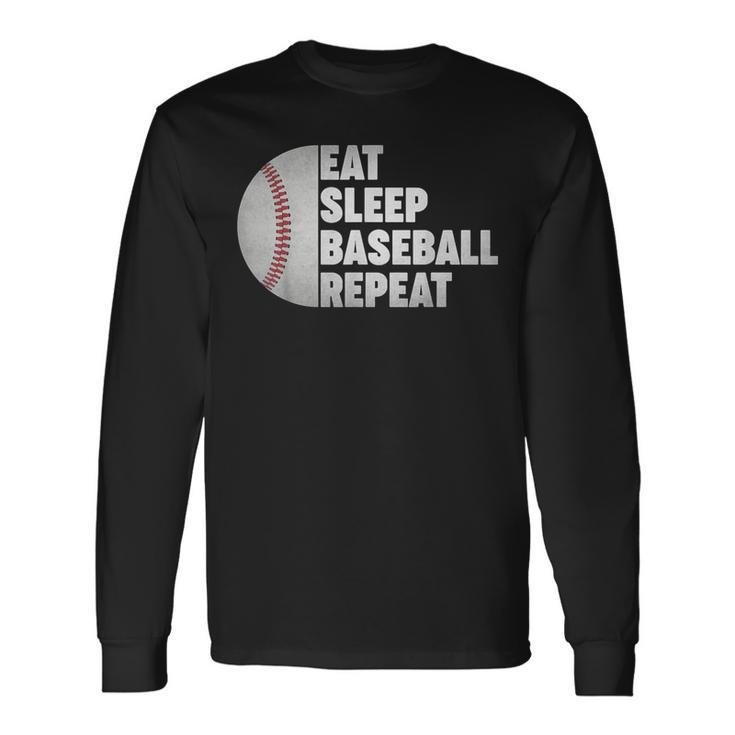 Eat Sleep Baseball Repeat Baseball Player Baseball Baseball Long Sleeve T-Shirt