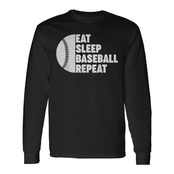 Eat Sleep Baseball Repeat For Player Vintage Baseball Long Sleeve T-Shirt
