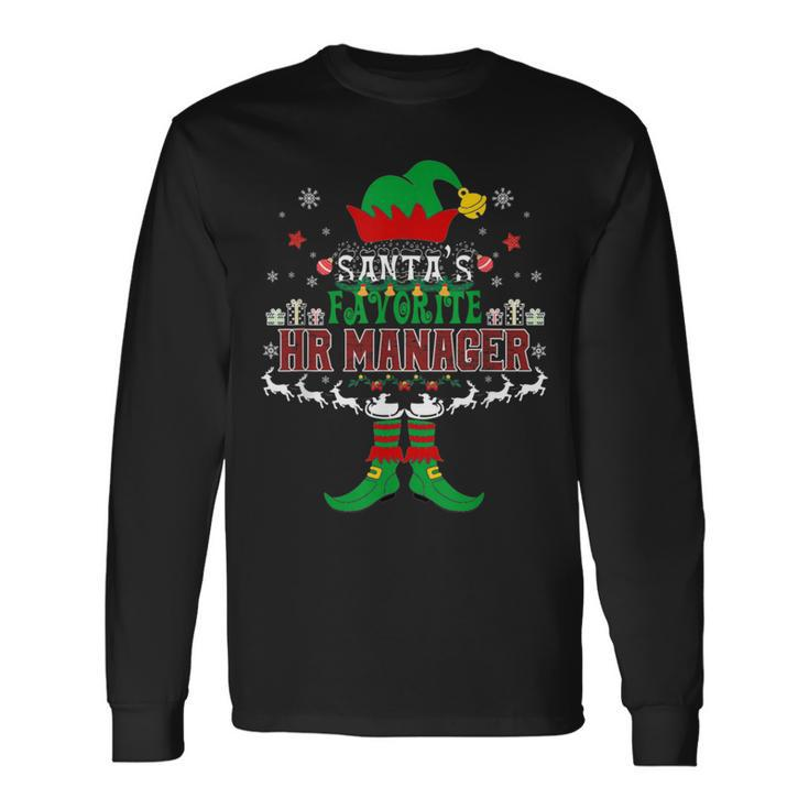 Elf Xmas Santa's Favorite Hr Manager Ugly Sweater Christmas Long Sleeve T-Shirt
