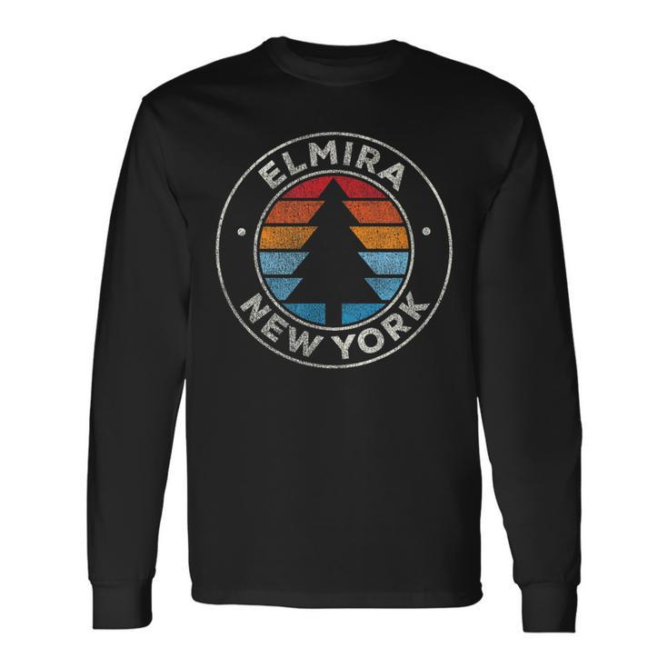 Elmira New York Ny Vintage Graphic Retro 70S Long Sleeve T-Shirt