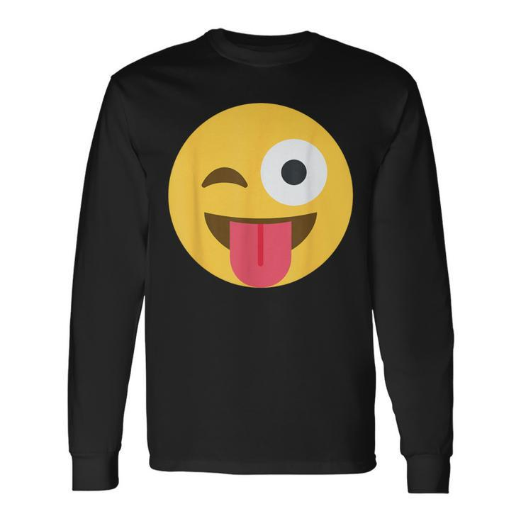 Emoticon Winking Face With Tongue Long Sleeve T-Shirt