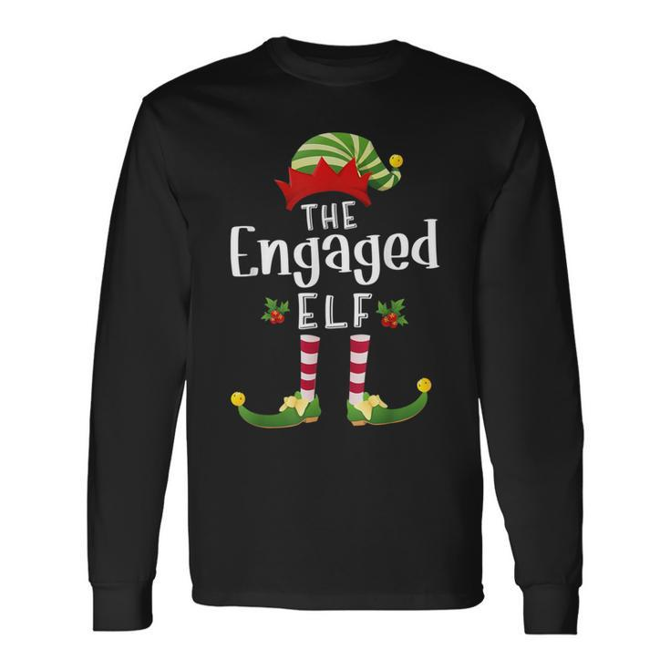 Engaged Christmas Elf Matching Pajama X-Mas Party Long Sleeve T-Shirt
