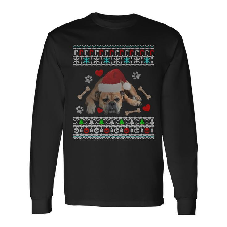 English Bulldog Ugly Christmas Sweater Xmas Long Sleeve T-Shirt