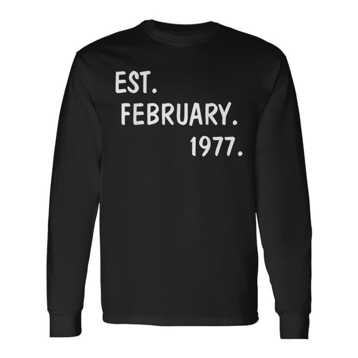 Est February 1977 41St Years Old 41 Birthday Gif Long Sleeve T-Shirt