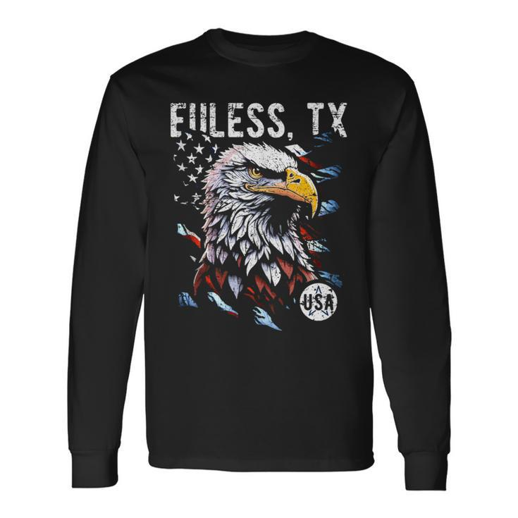 Euless Tx Patriotic Eagle Usa Flag Vintage Style Long Sleeve T-Shirt
