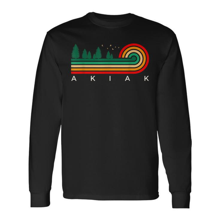 Evergreen Vintage Stripes Akiak Alaska Long Sleeve T-Shirt