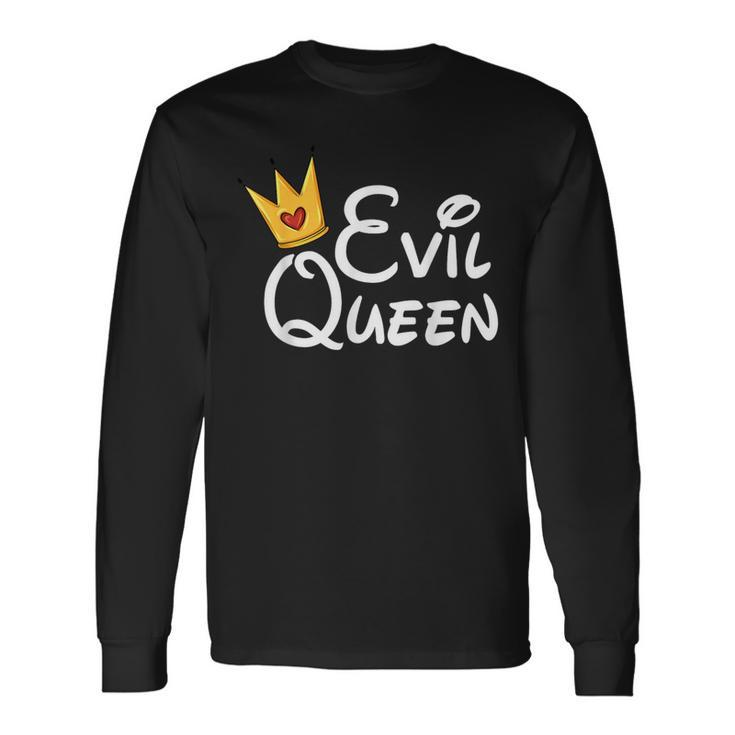 Evil Queen With Crown Black Halloween Costume Long Sleeve T-Shirt
