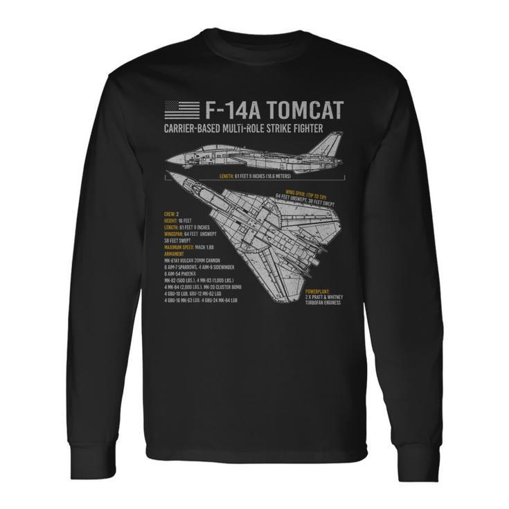 F14 Tomcat F14 Aircraft Airplane Blueprint Facts Long Sleeve T-Shirt T-Shirt