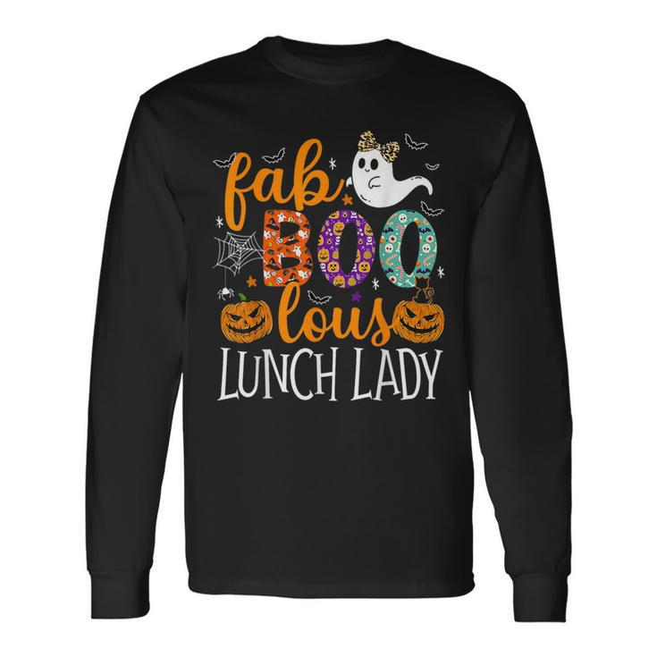 Fab Boo Lous Lunch Lady Cute Ghost Pumpkin Halloween Long Sleeve T-Shirt