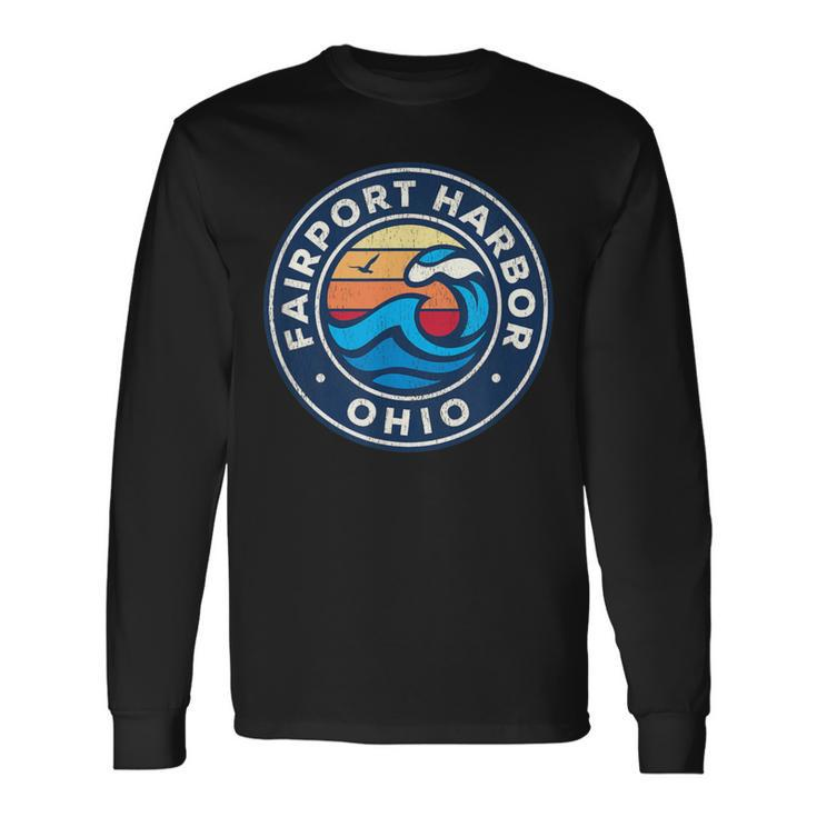 Fairport Harbor Ohio Oh Vintage Nautical Waves Long Sleeve T-Shirt