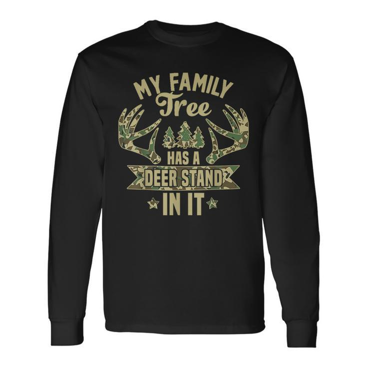 My Family Tree Has A Deer Stand In It Camo Hunting Vintage Long Sleeve T-Shirt