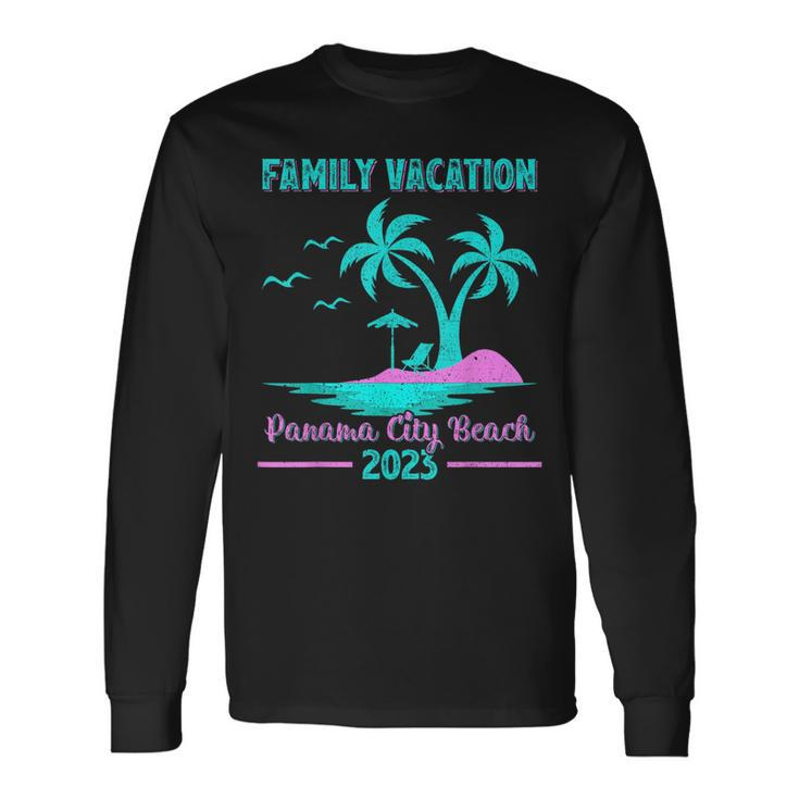 Family Vacation 2023 Palm Tree Florida Panama City Beach Long Sleeve T-Shirt