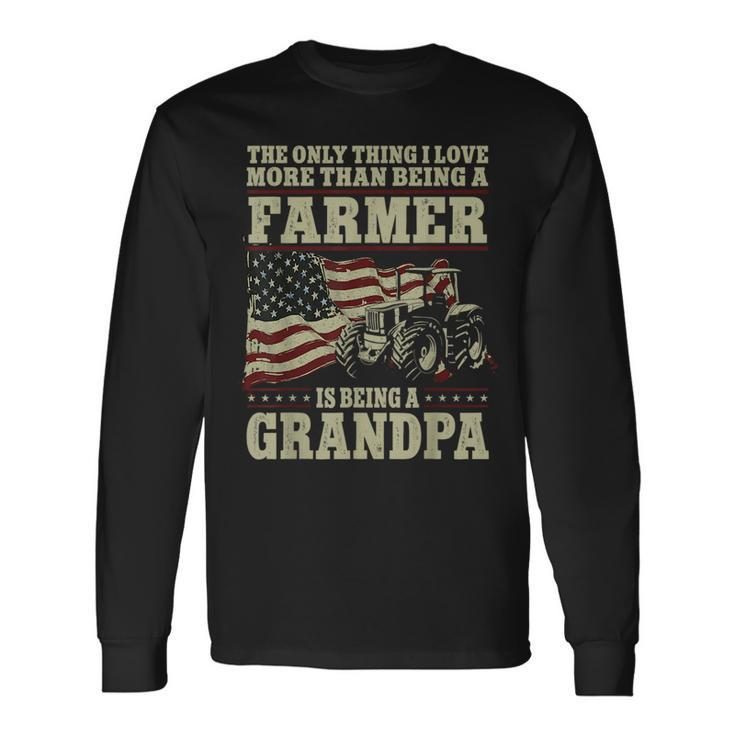 Farming Farmer Grandpa Vintage Tractor American Flag The Long Sleeve T-Shirt T-Shirt Gifts ideas