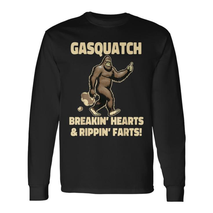 Farting Bigfoot Breaking Hearts And Ripping Farts Sasquatch Long Sleeve T-Shirt