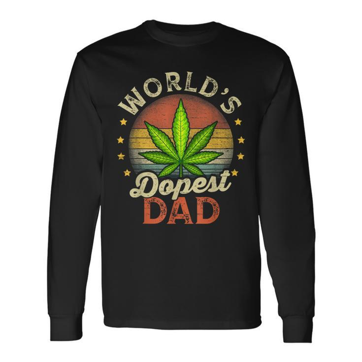 Fathers Day 420 Weed Dad Vintage Worlds Dopest Dad Long Sleeve T-Shirt T-Shirt