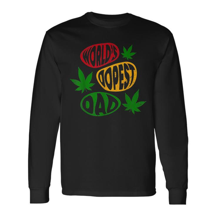 Fathers Day Worlds Dopest Dad Cannabis Marijuana Weed Long Sleeve T-Shirt T-Shirt