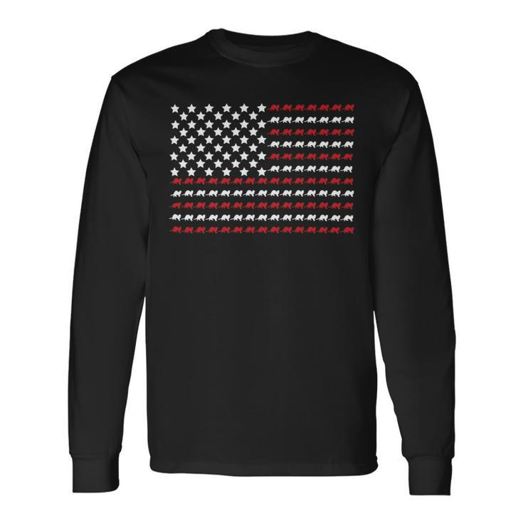 Ferret 4Th Of July Paw Print American Flag Long Sleeve T-Shirt Gifts ideas