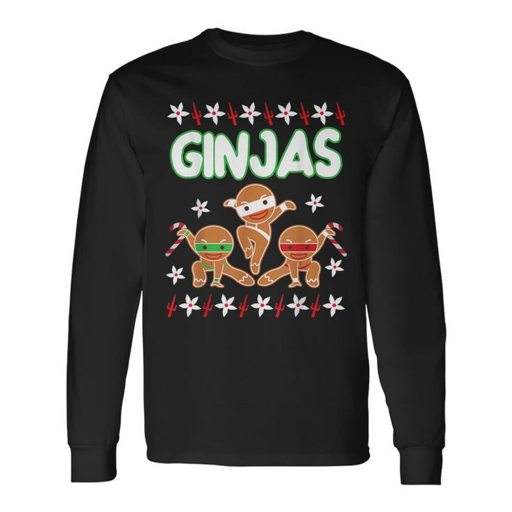 Fighting Ginjas Gingerbread Man Ugly Christmas Sweater Long Sleeve T-Shirt Gifts ideas