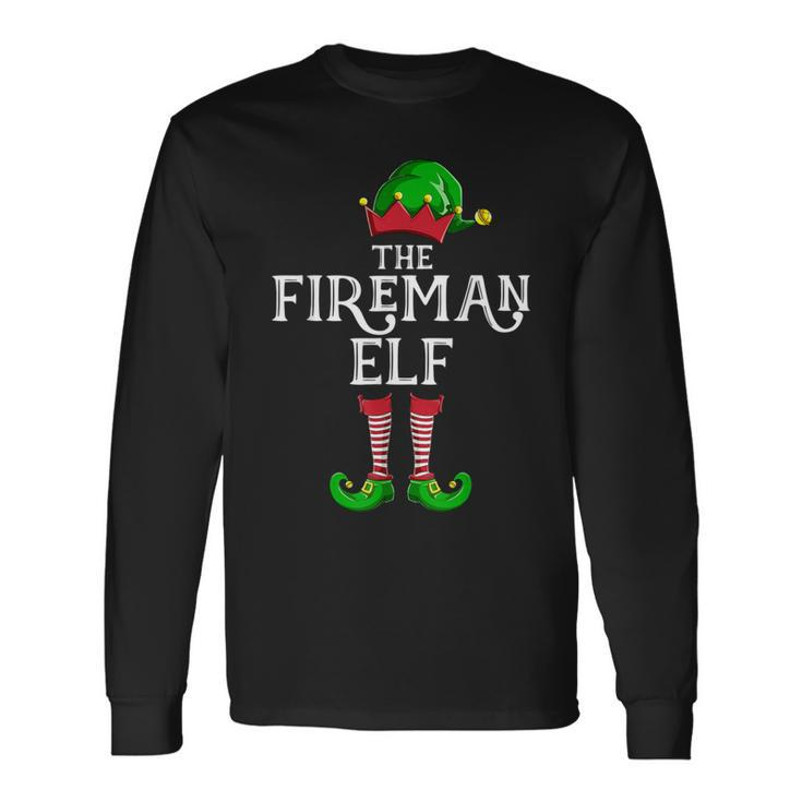 Fireman Elf Matching Family Group Christmas Party Pajama Long Sleeve T-Shirt