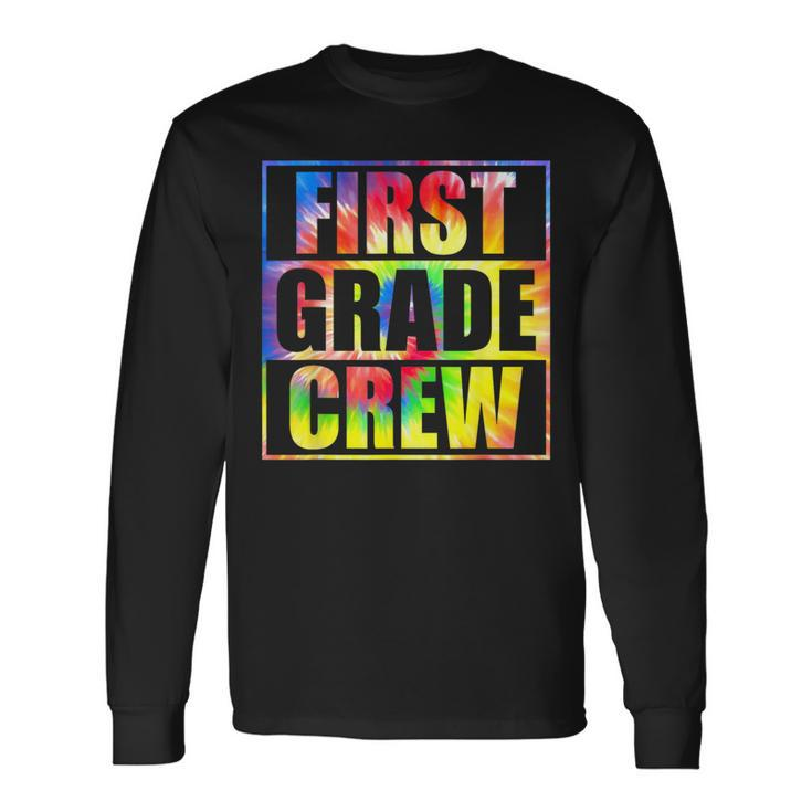 First Grade Crew Retro Groovy Vintage Back To School Long Sleeve T-Shirt T-Shirt