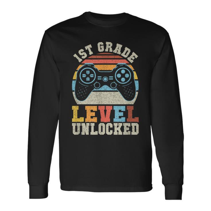 First Grade Level Unlocked Gamer 1St Day Of School Boys Long Sleeve T-Shirt