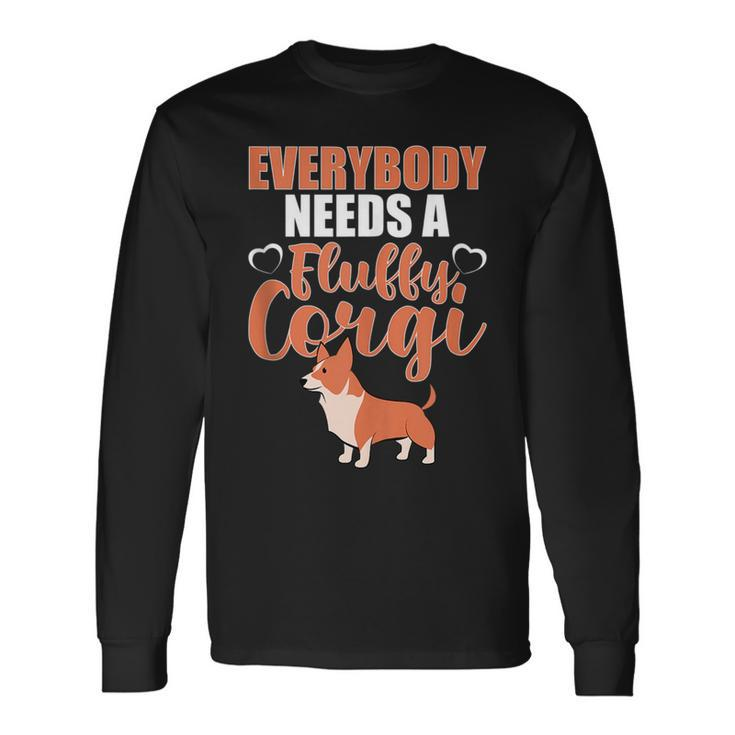 Fluffy Corgi Dog For Lady Dog Owner Long Sleeve T-Shirt T-Shirt