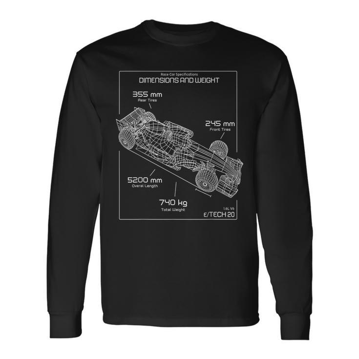 Formula Racing Car Schematic Engineer Team Fan Long Sleeve T-Shirt