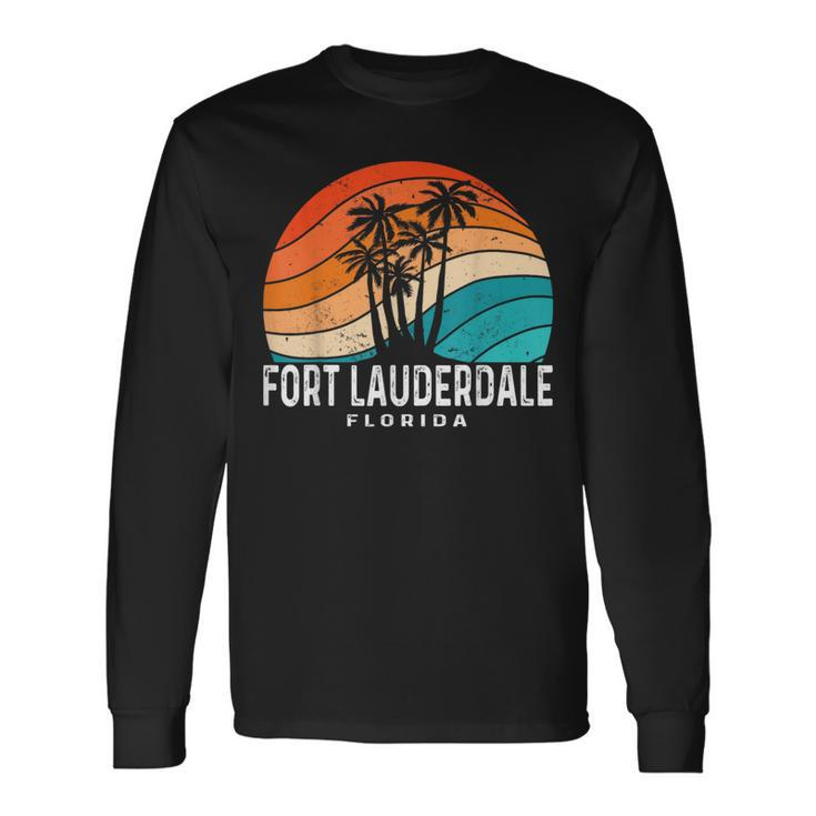 Fort Lauderdale Beach Florida Palm Tree Beach Souvenir Long Sleeve T-Shirt T-Shirt