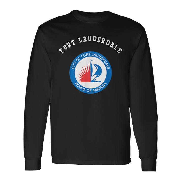 Fort Lauderdale Coat Of Arms Flag Pride National Souven Long Sleeve T-Shirt T-Shirt