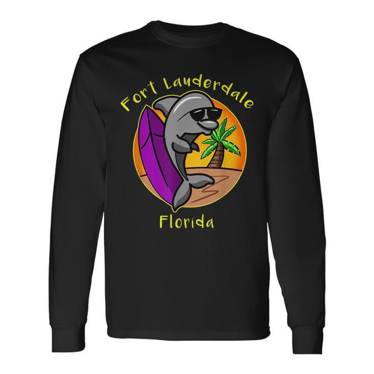 Fort Lauderdale Florida Dolphin Vacation Souvenir Long Sleeve T-Shirt T-Shirt