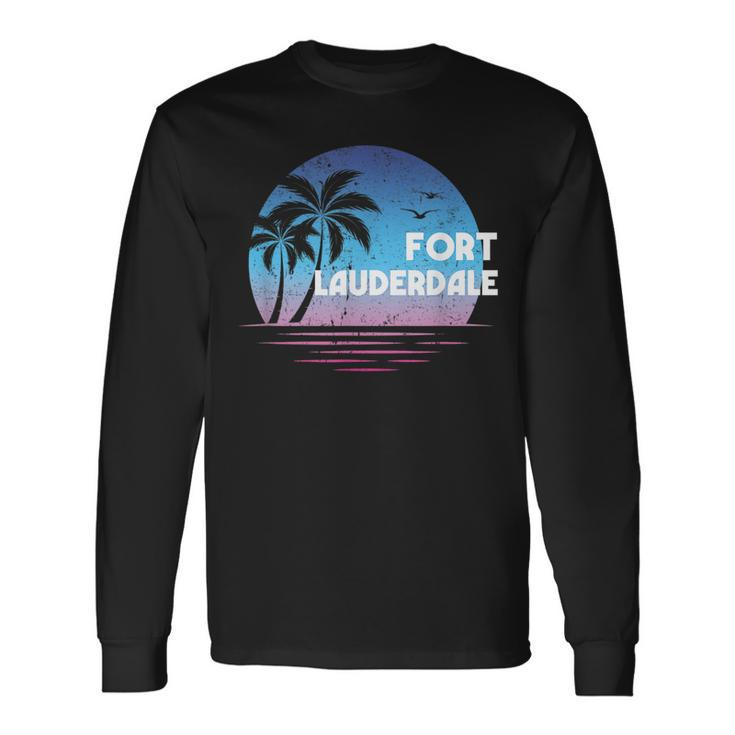 Fort Lauderdale Florida Retro Vintage Distressed Long Sleeve T-Shirt T-Shirt