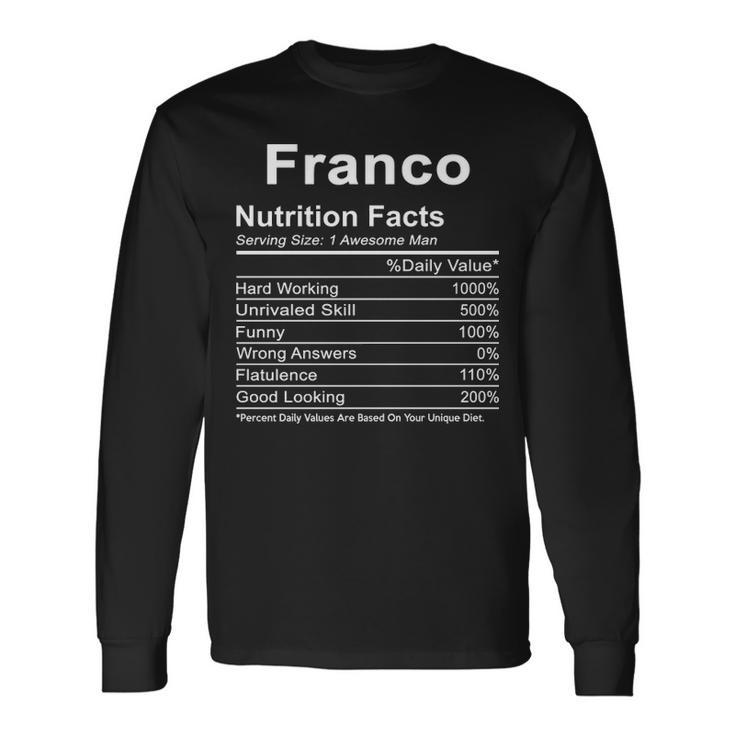 Franco Name Franco Nutrition Facts V2 Long Sleeve T-Shirt