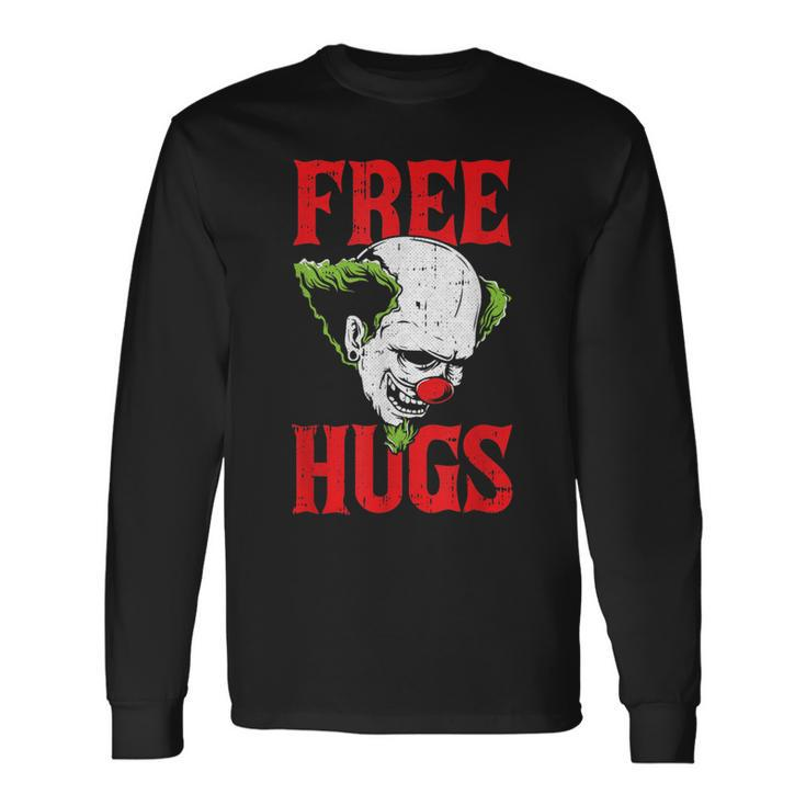 Free Hugs Clown Lazy Halloween Costume Scary Creepy Horror Long Sleeve T-Shirt T-Shirt
