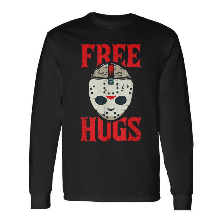 Free Hugs Lazy Halloween Costume Scary Creepy Horror Movie Halloween Costume Long Sleeve T-Shirt