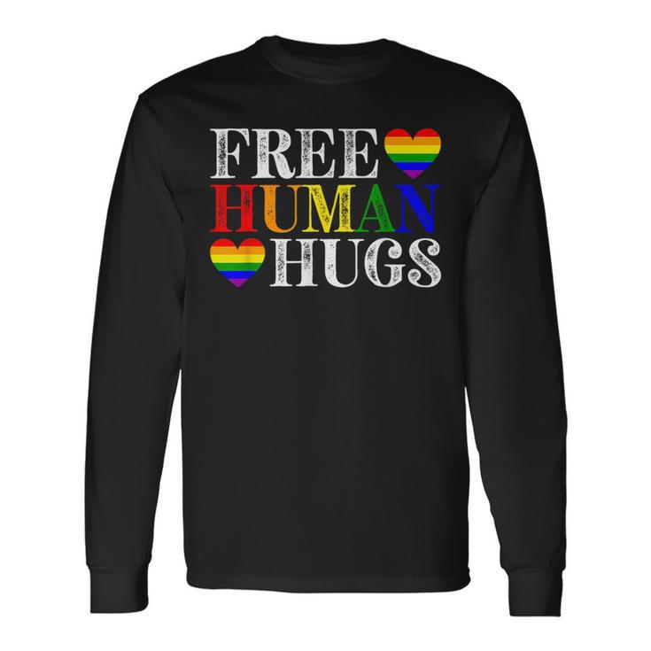 Free Human Hugs Lgbt Pride Month Long Sleeve T-Shirt Gifts ideas