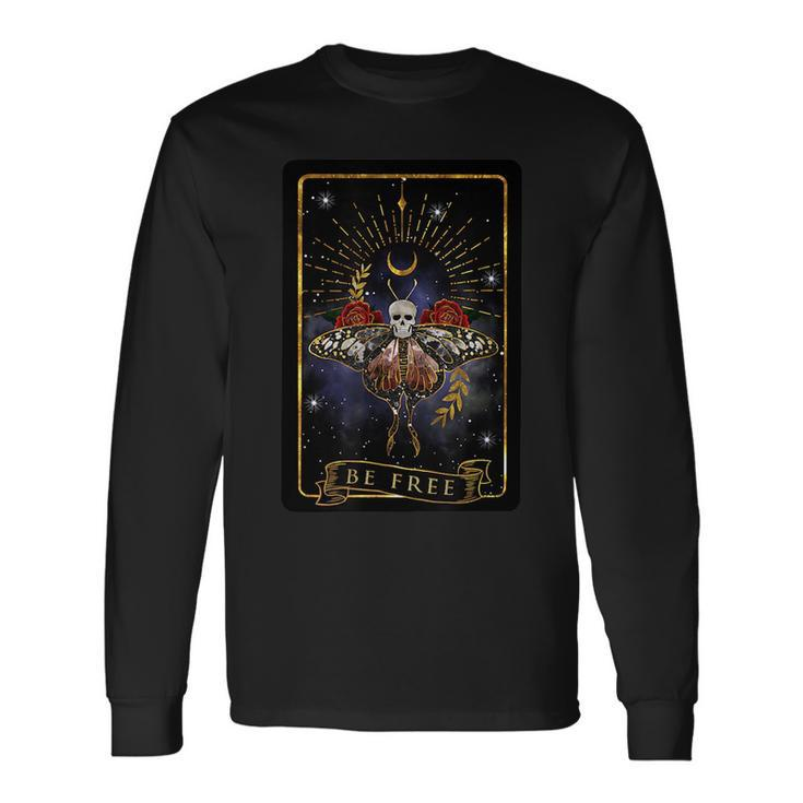 Be Free Tarot Card Vintage Halloween Occult Skull Horror Tarot Long Sleeve T-Shirt T-Shirt
